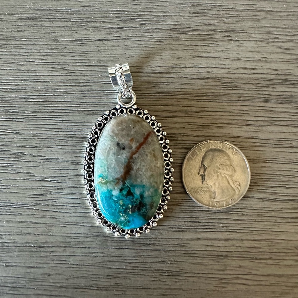 0294 Jasper Pendant Handmade Silver Gemstone Statement Jewelry - Picture 5 of 8